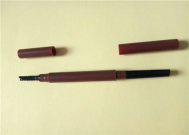 Double Head Taupe Eyebrow Pencil , Plastic Eyebrow Brush Pencil 142 * 11mm